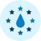 Icono de una gota y estrellas azules